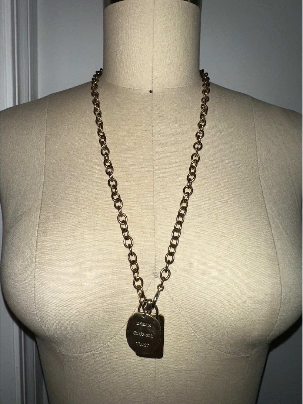 Boho Silver Tone charm necklace layered pendants chunky chain.